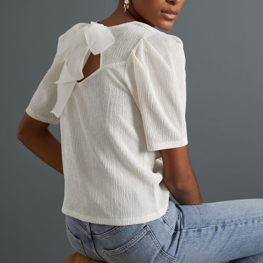 Bow-Back Puff-Sleeved Top | Sunday in Brooklyn from Anthropologie